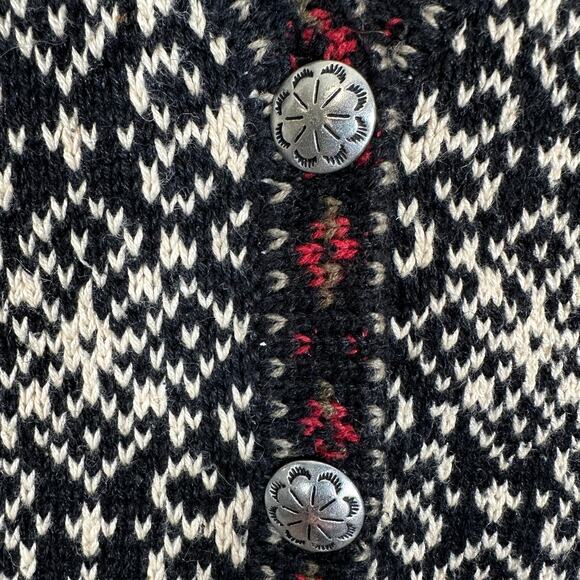 Nomadic Traders Sweater Vest Womens M Black White Nordic Buttons Knit Snowflake - Picture 5 of 13